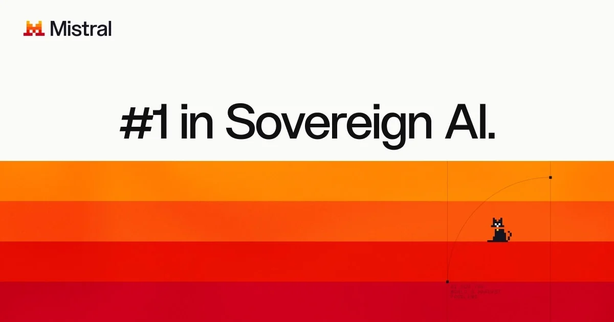 Beeld van Mistral AI met de tekst '#1 in Sovereign AI' bij de lancering van Mistral Large 4