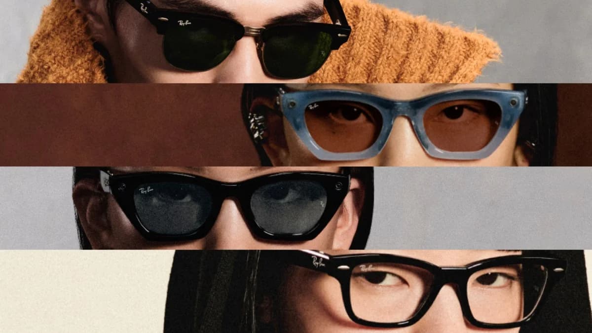 Vier modellen van de nieuwe Ray-Ban Meta-brillen, gepresenteerd op Meta Connect 2026